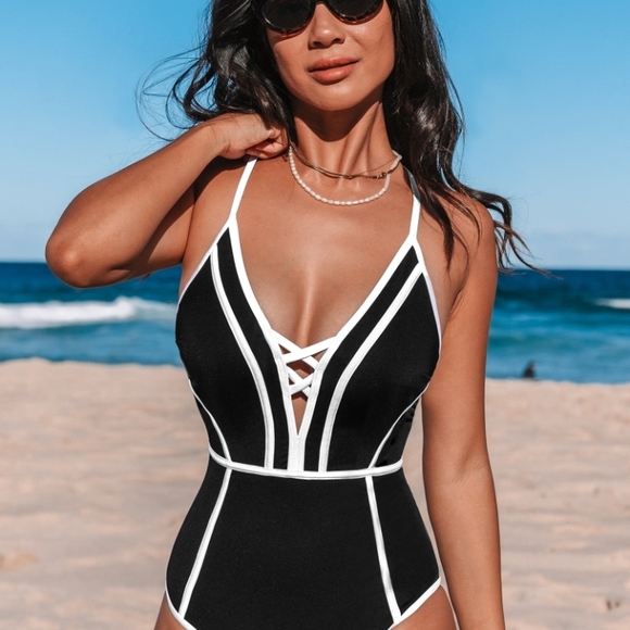 Cupshe Other - Cupshe Monochrome Crossback Slim & Scult Women's Ine-pimmSwimsuit